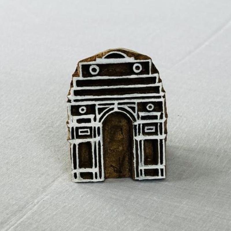 India Gate Monument Block Print Stamp | Architectural Hand-Carved Wood Block for Fabric, Clay, Paper |Custom Landmark Stamps