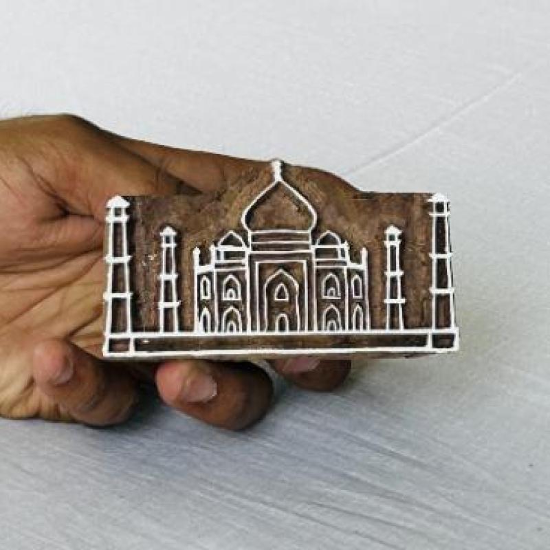 Taj Mahal Wood Block Stamp Monument Stamp for Textile, Paper & Clay Printing