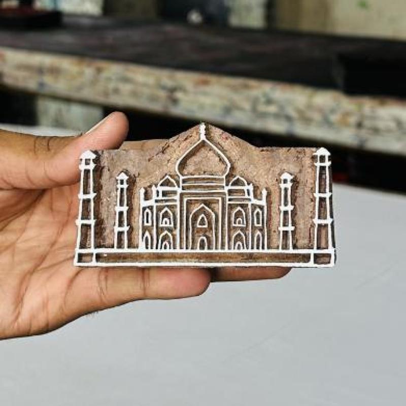 Taj Mahal Wood Block Stamp Monument Stamp for Textile, Paper & Clay Printing