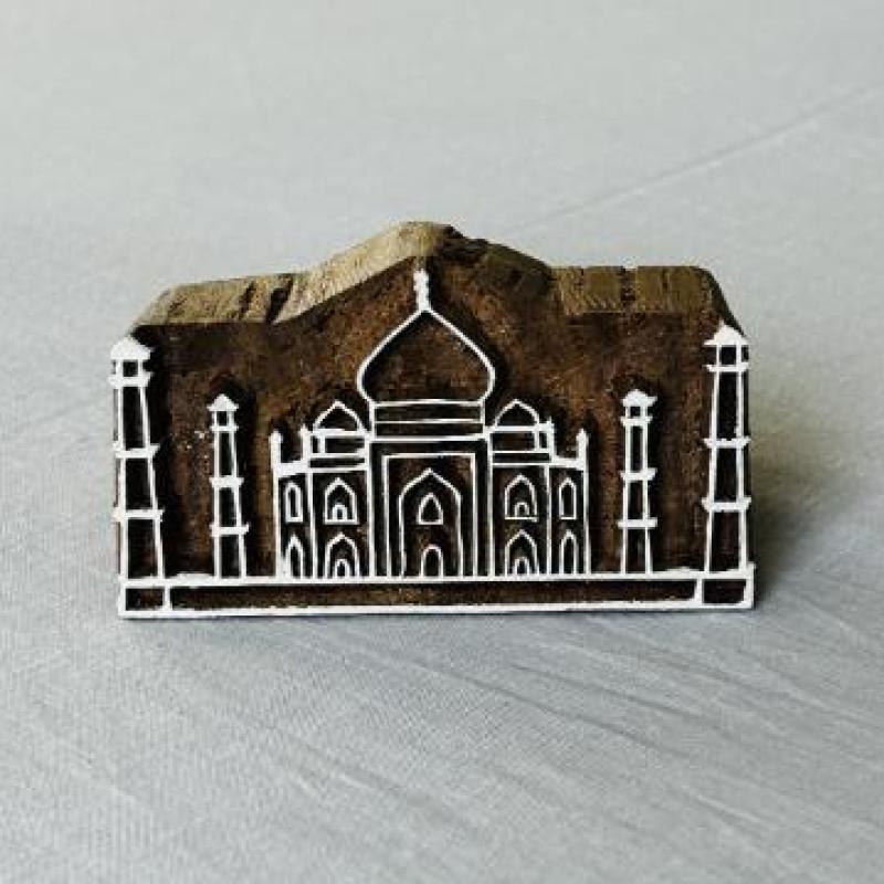 Taj Mahal Wood Block Stamp Monument Stamp for Textile, Paper & Clay Printing