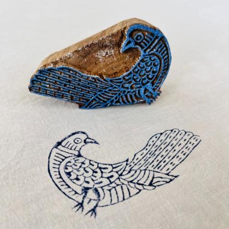 Wooden Block Printing Bird Design Hand carved Stamp for Fabric, Clay & Paper | Indian Hand Block for DIY Crafts Textile