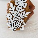 Floral Vine Wooden Block Stamp | Hand-Carved Sheesham Wood Printing Stamp for Fabric, Paper & Clay | Botanical Design
