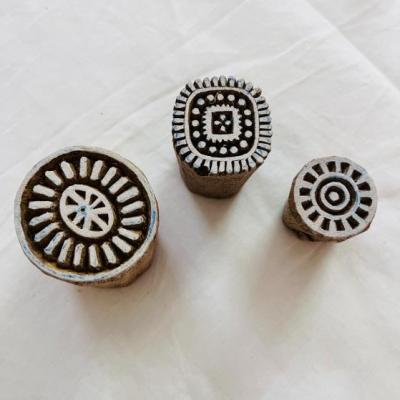 Hand-Carved Wood Block Stamp Set | Round Geometric Indian Printing Blocks | DIY Fabric, Clay, Crafts | Chhaape Handmade Textile Tools