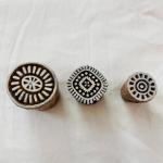 Hand-Carved Wood Block Stamp Set | Round Geometric Indian Printing Blocks | DIY Fabric, Clay, Crafts | Chhaape Handmade Textile Tools
