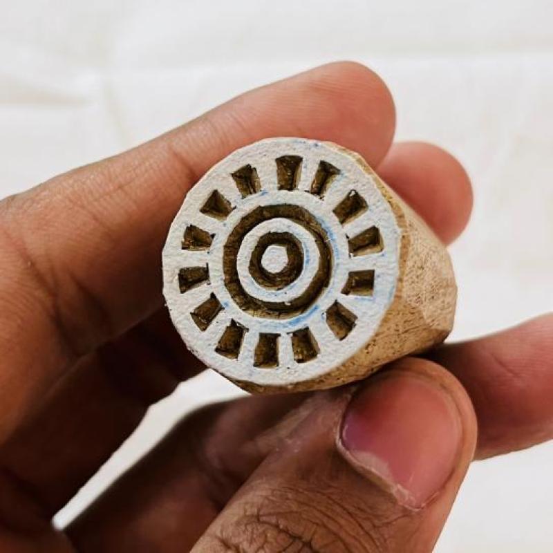 Hand-Carved Wood Block Stamp Set | Round Geometric Indian Printing Blocks | DIY Fabric, Clay, Crafts | Chhaape Handmade Textile Tools