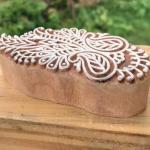 Handmade Wooden Printing Block – Floral Leaf Design Stamp for Fabric, Clay, Paper & Textile Printing