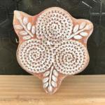 Spiral Leaf Wooden Block Stamp – Hand Carved Printing Stamp for Fabric, Clay & Paper Crafts