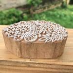 Handmade Wooden Printing Block – Floral Leaf Design Stamp for Fabric, Clay, Paper & Textile Printing