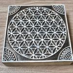 Sacred Geometry Wooden Block Stamp Flower of Life Mandala Print Block for Fabric & Paper Crafts Handmade Sheesham Wooden Block Print Stamp
