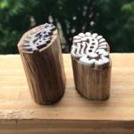 Floral Wood Block Stamp Set of 2 | Hand-Carved Indian Wooden Printing Blocks | Chhaape Botanical Stamp for Fabric, Pottery, Crafts & DIY Art