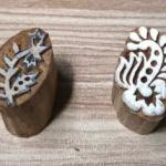 Floral Wood Block Stamp Set of 2 | Hand-Carved Indian Wooden Printing Blocks | Chhaape Botanical Stamp for Fabric, Pottery, Crafts & DIY Art
