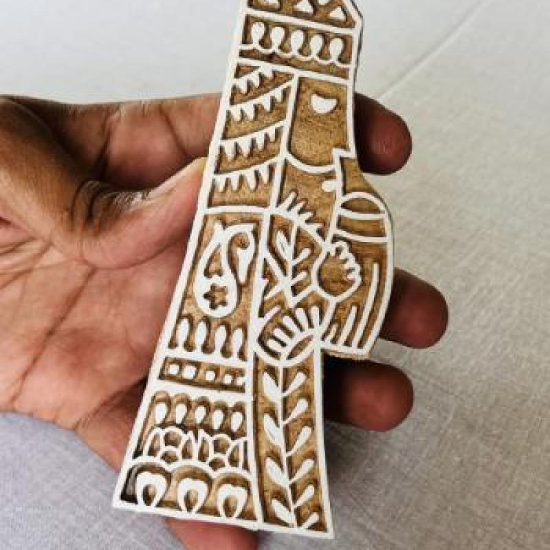 Hand-Carved Wooden Block Stamp Set – King & Queen Motif | Royal Couple Block Print | Indian Wood Stamp for Fabric, Clay, Paper, Crafts