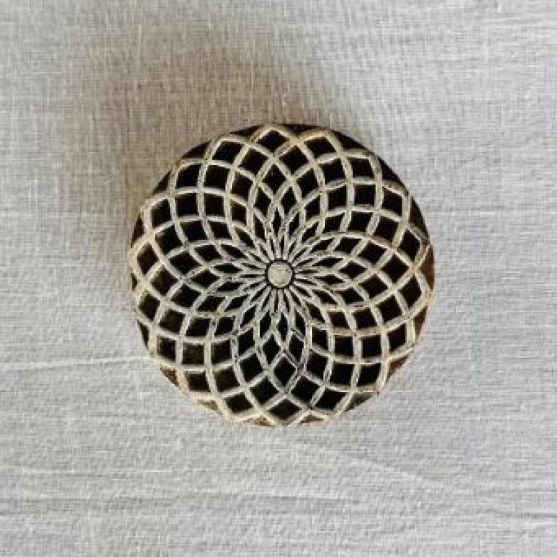 Mandala Flower Wooden Printing Block | Hand-Carved Round Stamp for Fabric, Clay & Crafts | Indian Wood Stamp | Boho Textile Design