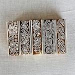 Hand-Carved Floral Border Block Stamp Set (5 Pieces) | Wood Printing Blocks for Fabric, Paper & Clay | Indian Textile Tools | Boho Design