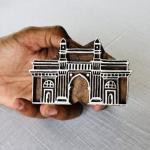 Gateway of India Wooden Printing Block | Mumbai Monument Stamp Heritage Block for Fabric & Paper Crafts