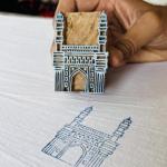Charminar Wooden Printing Block | Hand-Carved Landmark Stamp | Indian Heritage Block Print | Textile & Paper Craft | Hyderabad Gift