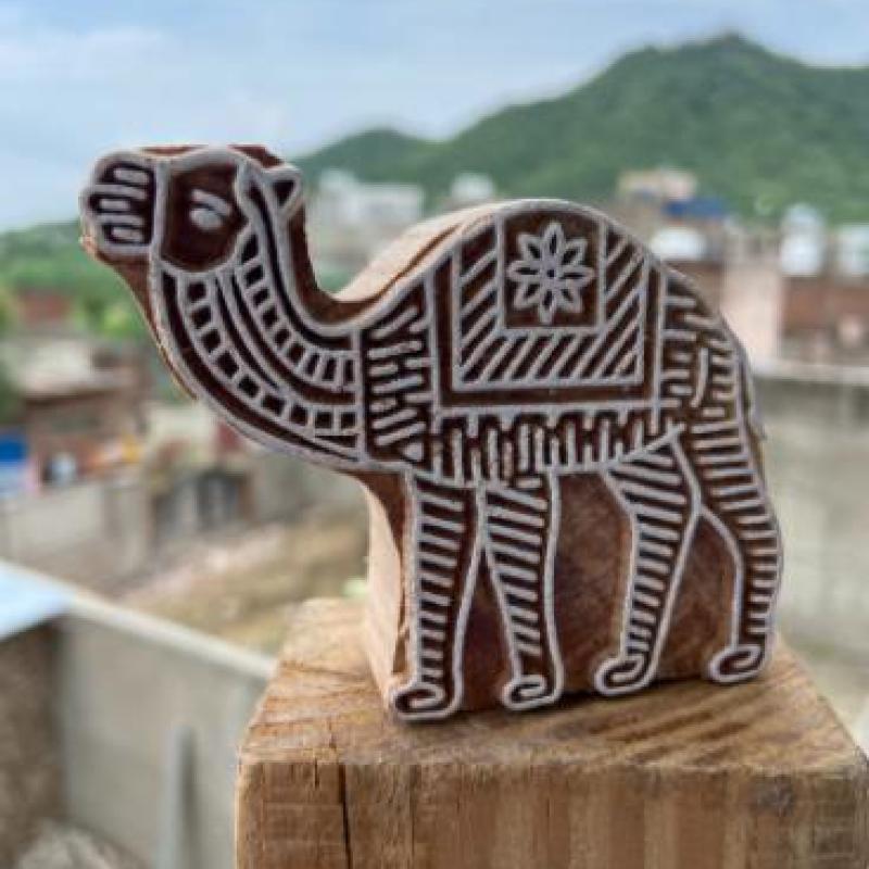 Camel Motif Handcarved Wooden Block Stamp Paper And Fabric Print