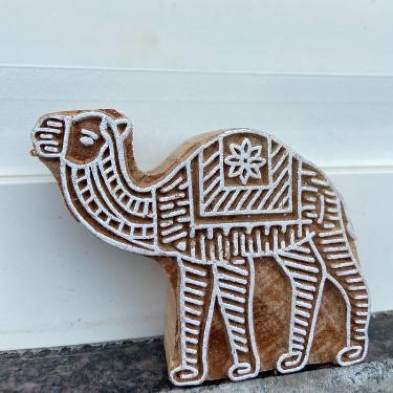Camel Motif Handcarved Wooden Block Stamp Paper And Fabric Print