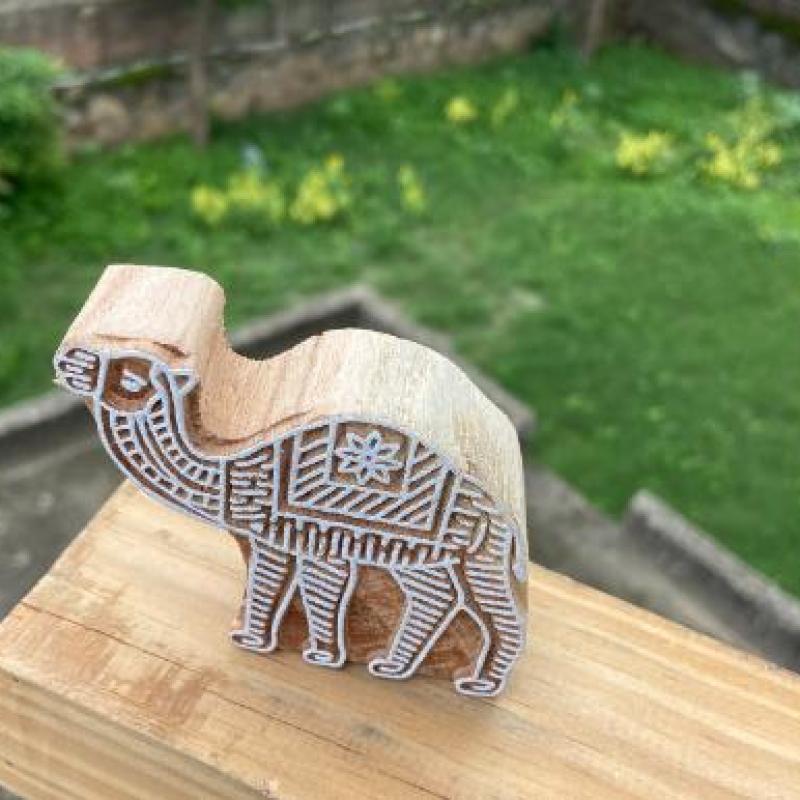 Camel Motif Handcarved Wooden Block Stamp Paper And Fabric Print