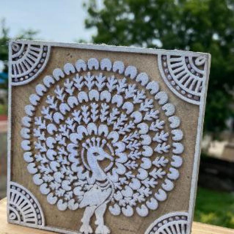 Handcrafted Wooden Peacock Block Print Stamp for Fabric, Paper & Craft Sheesham Wood Blockprint Stamp