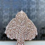 Floral Tree Hand carved Wooden Block Print Stamp Wooden Sheesham Block Stamp Paper & Fabric print Pack of 1 (White Engraved)
