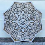 Mandala Round Wooden Block Print Stamp Paper And Fabric Print Block Stamp Hand Carved Set of 2 (White Engraved)