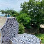 Mandala Round Wooden Block Print Stamp Paper And Fabric Print Block Stamp Hand Carved Set of 2 (White Engraved)