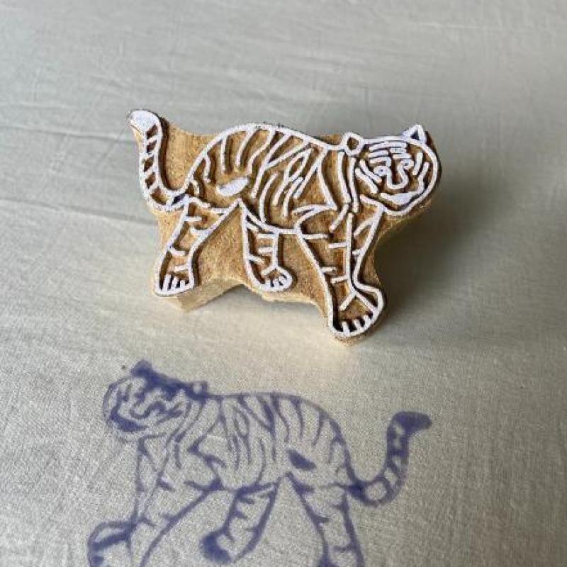 Tiger Wooden Block Print Stamp Wooden Sheesham Block Print Fabric And Paper