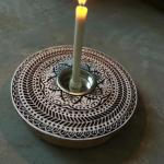 Candle Holder with Intricate Mandala Carving Wooden Block Decorate Festival Party & Other Vacation