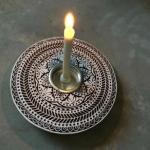 Candle Holder with Intricate Mandala Carving Wooden Block Decorate Festival Party & Other Vacation