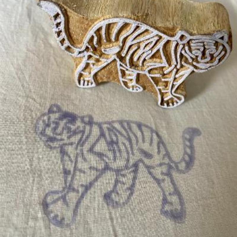 Tiger Wooden Block Print Stamp Wooden Sheesham Block Print Fabric And Paper