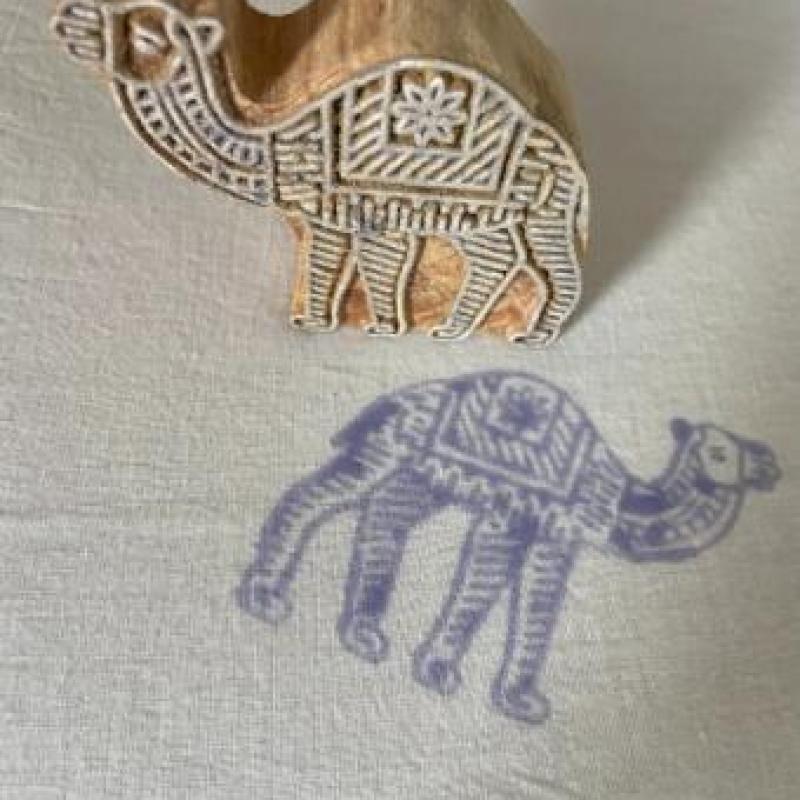 Camel Motif Handcarved Wooden Block Stamp Paper And Fabric Print