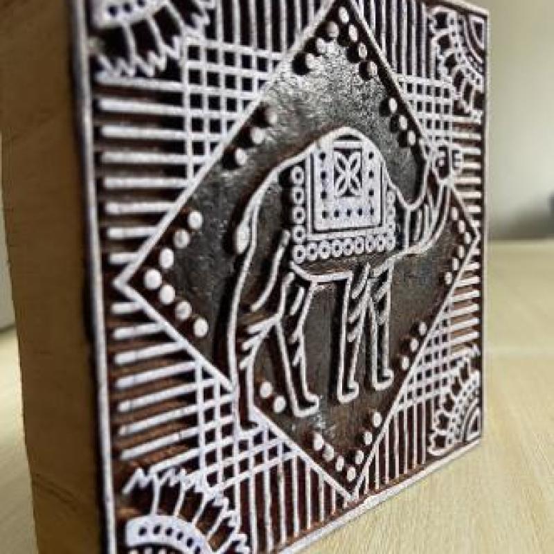 Camel Motif Wooden Block Print Stamp for Fabric, Paper & Craft