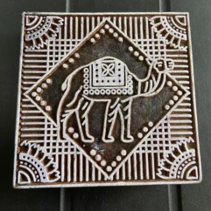 Camel Motif Wooden Block Print Stamp for Fabric, Paper & Craft