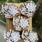 Pack of 5 Handcrafted Wooden Floral Block Prints Hand Made Block Paper & Fabric Print Stamp Handmade Sheesham Wooden Block Print Stamp