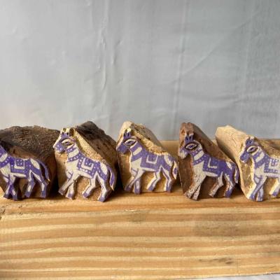 Pack of 5 Hand-Carved Wooden Horse Block Prints Hand Made Block Paper & Fabric Print Stamp Handmade Sheesham Wooden Block Print Stamp