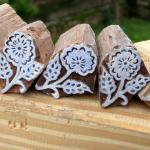Handmade Floral Wood Block Stamp – Set of 5 Hand Made Block Paper & Fabric Print Stamp Handmade Sheesham Wooden Block Print Stamp