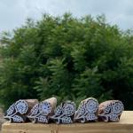 Handmade Floral Wood Block Stamp – Set of 5 Hand Made Block Paper & Fabric Print Stamp Handmade Sheesham Wooden Block Print Stamp