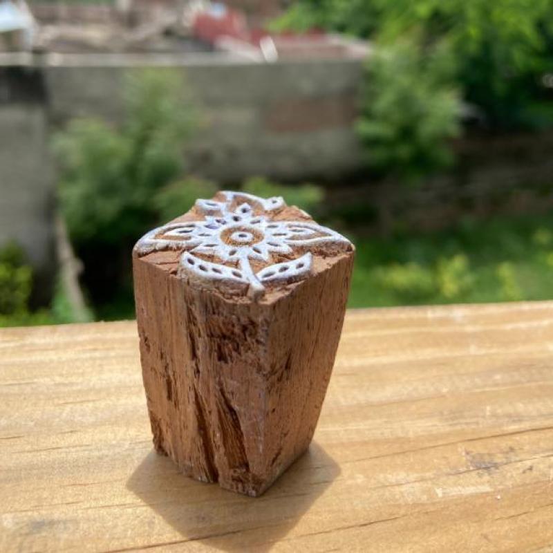 Pack of 5 Hand-Carved Wooden Leaf & Floral Block Prints Handmade Block Paper, Fabric Print Stamp Handmade Sheesham Wooden Block Print Stamp