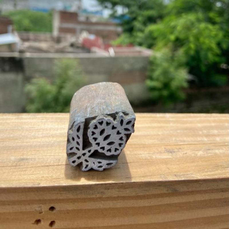 Pack of 5 Hand-Carved Wooden Leaf & Floral Block Prints Handmade Block Paper, Fabric Print Stamp Handmade Sheesham Wooden Block Print Stamp