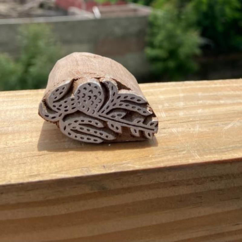 Pack of 5 Hand-Carved Wooden Leaf & Floral Block Prints Handmade Block Paper, Fabric Print Stamp Handmade Sheesham Wooden Block Print Stamp