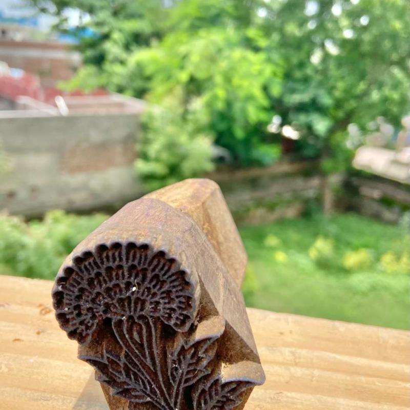Floral Hand-Carved Wooden Block Print Stamp Hand Block Paper, Fabric & Craft Printing Stamp Hand Made Sheesham Wooden Block Print Stamp