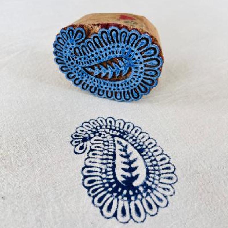 Paisley Mandala Wooden Block Stamp for Fabric Printing, Pottery, Journals & Crafts