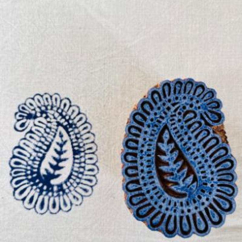 Paisley Mandala Wooden Block Stamp for Fabric Printing, Pottery, Journals & Crafts