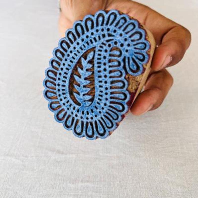 Paisley Mandala Wooden Block Stamp for Fabric Printing, Pottery, Journals & Crafts
