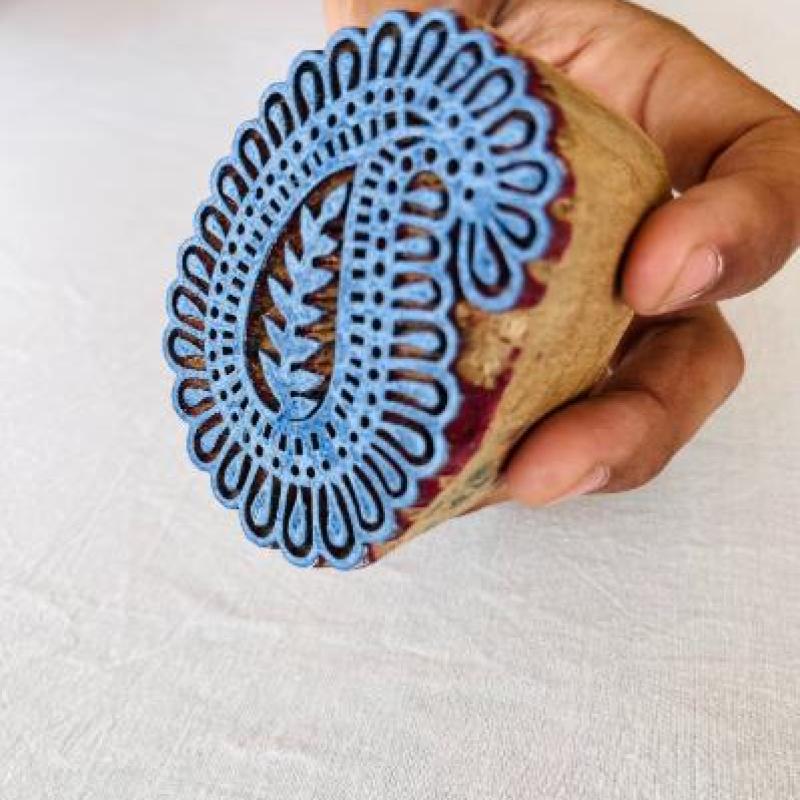 Paisley Mandala Wooden Block Stamp for Fabric Printing, Pottery, Journals & Crafts