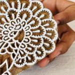 Peacock Feather Burst Wooden Block Stamp for Fabric, Pottery & Crafts | Folk Art Boho Design