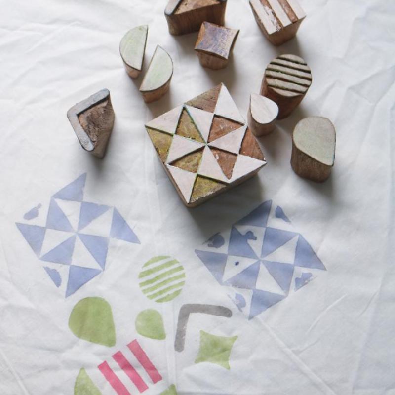 Handmade Wooden Printing Block Set | Indian Hand Carved Wood Stamps for Fabric, Paper & Clay