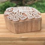 Elephant Wooden Animal Block Stamp for Fabric, Clay, Pottery & Paper Crafts