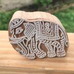 Elephant Wooden Animal Block Stamp for Fabric, Clay, Pottery & Paper Crafts